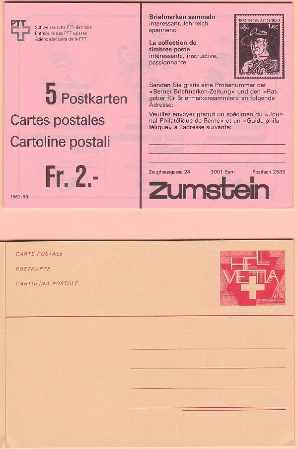 Switzerland 1984 postal cards